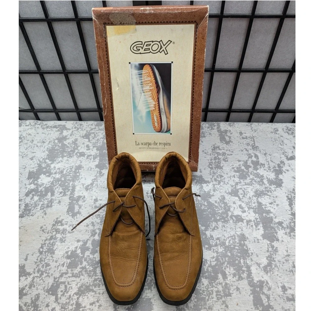 Geox Respira Nabuk 2535 Tan Leather Chukka Boots Mens 41 Italian Breathable‎